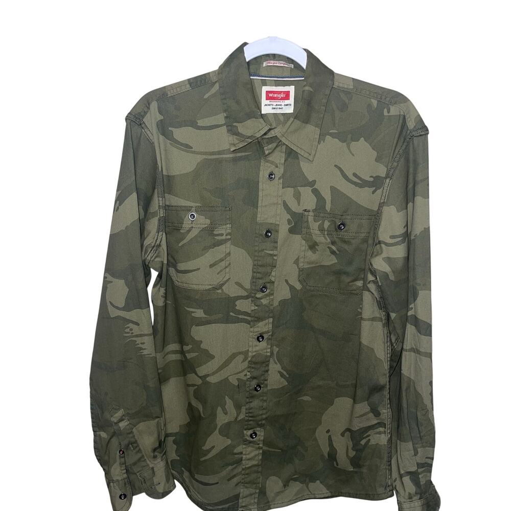 Wrangler Men's/Unisex Flex For Comfort  Button Down Camo Denim Shirt Jacket  -M